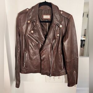 Never worn MNG Brown Leather Jacket!